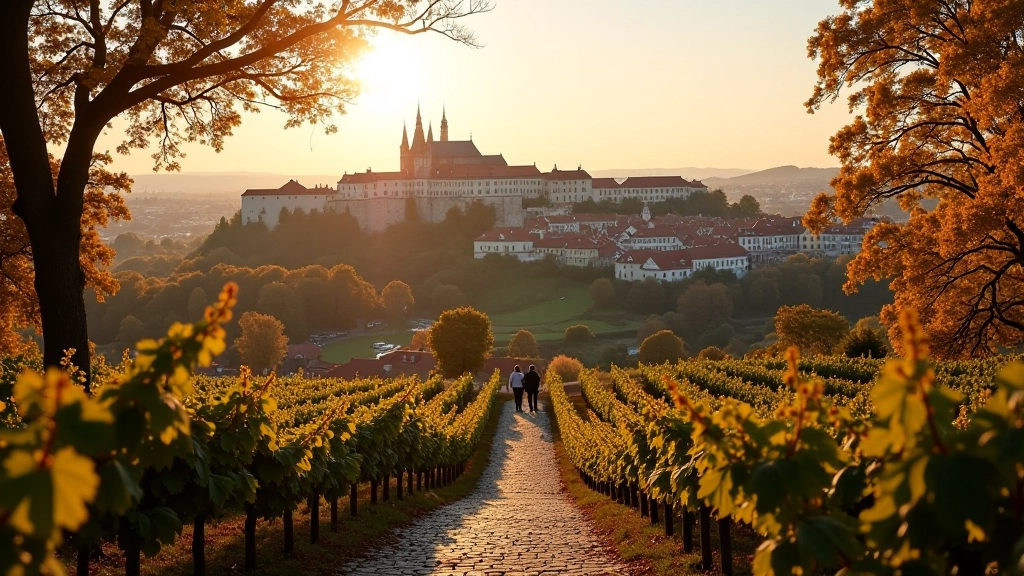 Výhled na Pražský hrad ze viničných terás